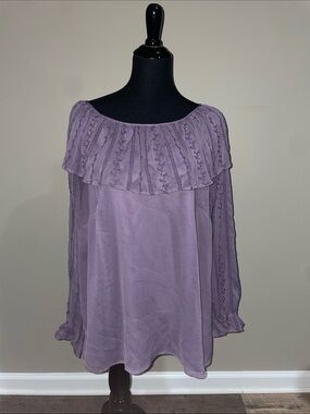 1. State Lavender Off-Shoulder Ruffle Blouse